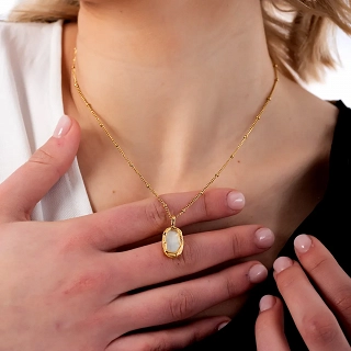 Κολιέ ατσάλινο οβάλ σαγρέ