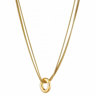 Κολιέ ατσάλινο με κύκλο και τριπλή αλυσίδα