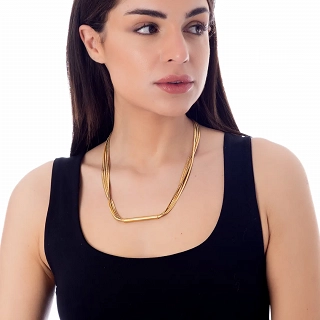 Κολιέ ατσάλινο με 5 αλυσίδες και κυλινδρικό μακρύ στοιχείο