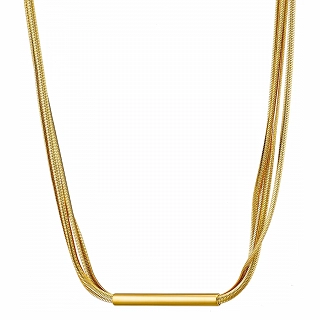 Κολιέ ατσάλινο με 5 αλυσίδες και κυλινδρικό μακρύ στοιχείο