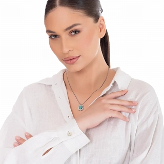 Κολιέ γυναικείο από ανοξείδωτο ατσάλι με τυρκουάζ πέτρα
