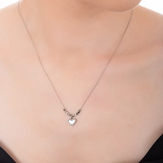 Κολιέ ατσάλινο καρδιά με φίλντισι