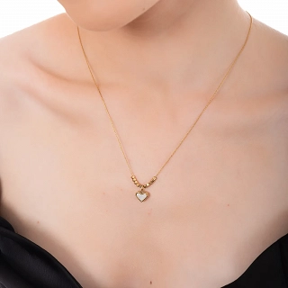Κολιέ ατσάλινο καρδιά με φίλντισι