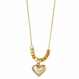 Κολιέ ατσάλινο καρδιά με φίλντισι