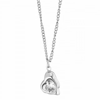 Κολιέ γυναικείο από ανοξείδωτο ατσάλι καρδούλα με λευκό ζιργκόν