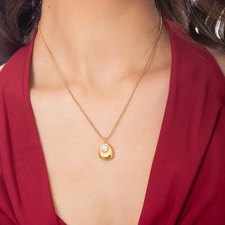 Κολιέ γυναικείο από ανοξείδωτο ατσάλι με πέρλα