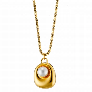 Κολιέ γυναικείο από ανοξείδωτο ατσάλι με πέρλα