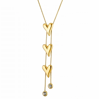 Oxzen κολιέ γυναικείο από ανοξείδωτο ατσάλι, γραβάτα με τρεις καρδιές