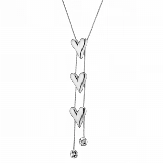 Oxzen κολιέ γυναικείο από ανοξείδωτο ατσάλι, γραβάτα με τρεις καρδιές