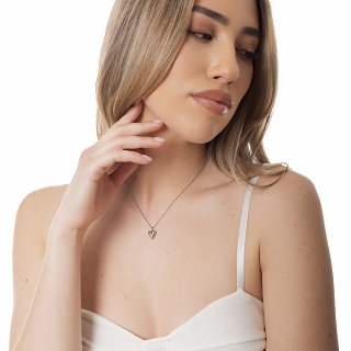 Oxzen γυναικείο κολιέ από ανοξείδωτο ατσάλι, με καρδιά και ένα ζιργκόν