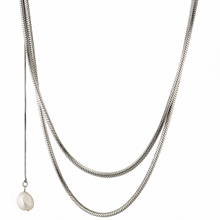 Γυναικείο κολιέ από ανοξείδωτο ατσάλι διπλό μακρύ