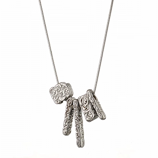 Γυναικείο κολιέ από ανοξείδωτο ατσάλι μακρύ με πέντε στοιχεία