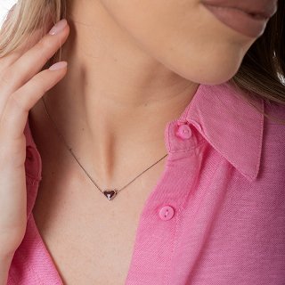 Oxzen γυναικείο κολιέ από ανοξείδωτο ατσάλι με καρδιά κόκκινη