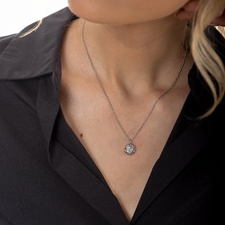 Oxzen γυναικείο κολιέ από ανοξείδωτο ατσάλι με λευκό ζιργκόν