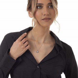 Oxzen γυναικείο κολιέ από ανοξείδωτο ατσάλι με λευκό ζιργκόν