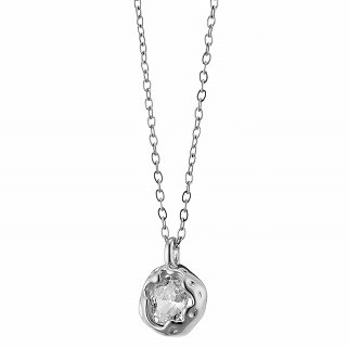 Oxzen γυναικείο κολιέ από ανοξείδωτο ατσάλι με λευκό ζιργκόν