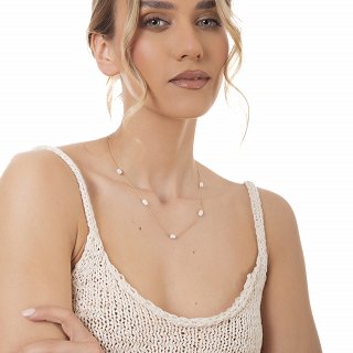 Oxzen γυναικείο κολιέ από ανοξείδωτο ατσάλι με πέρλες