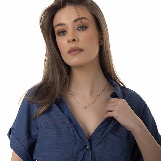 Oxzen γυναικείο ατσάλινο κολιέ με μαργαρίτες