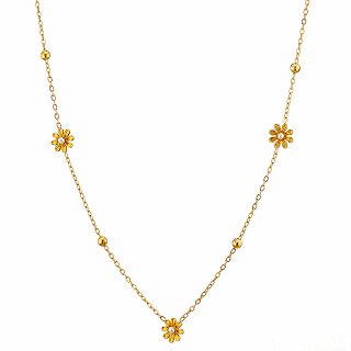 Oxzen γυναικείο ατσάλινο κολιέ με μαργαρίτες