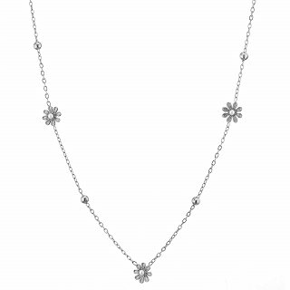 Oxzen γυναικείο ατσάλινο κολιέ με μαργαρίτες