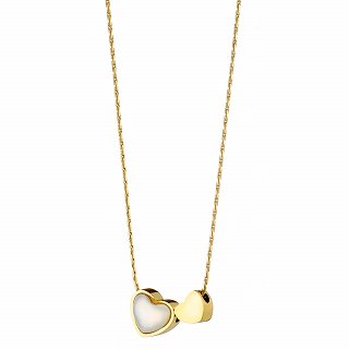 Oxzen γυναικείο ατσάλινο κολιέ διπλή καρδιά