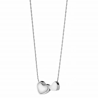 Oxzen γυναικείο ατσάλινο κολιέ διπλή καρδιά