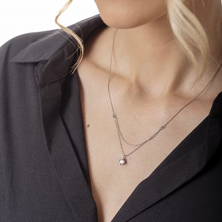 Oxzen γυναικείο ατσάλινο κολιέ μονόπετρο