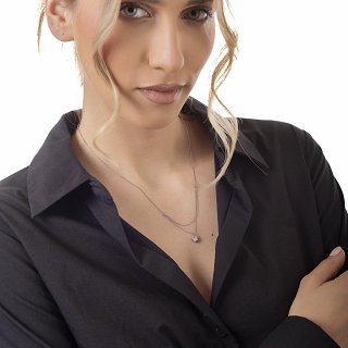 Oxzen γυναικείο ατσάλινο κολιέ μονόπετρο