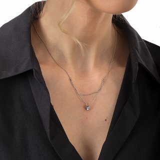 Oxzen γυναικείο ατσάλινο κολιέ μονόπετρο