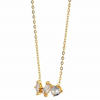 Oxzen γυναικείο ατσάλινο κολιέ με λευκά ζιργκόν