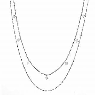 Oxzen γυναικείο ατσάλινο κολιέ διπλό