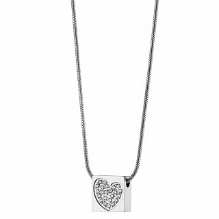 Oxzen γυναικείο ατσάλινο κολιέ με καρδιά