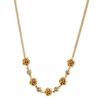 Oxzen γυναικείο ατσάλινο κολιέ τριαντάφυλλα