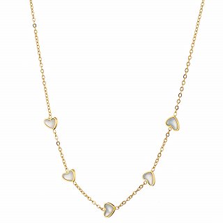 Oxzen γυναικείο ατσάλινο κολιέ με καρδιές οπάλιο