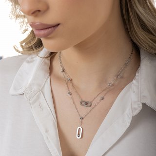 Oxzen ατσάλινο κολιέ διπλό