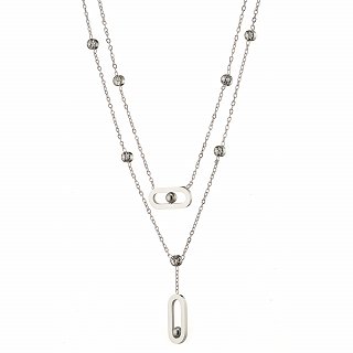 Oxzen ατσάλινο κολιέ διπλό