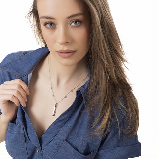 Oxzen ατσάλινο κολιέ μπάρα με ζιργκόν