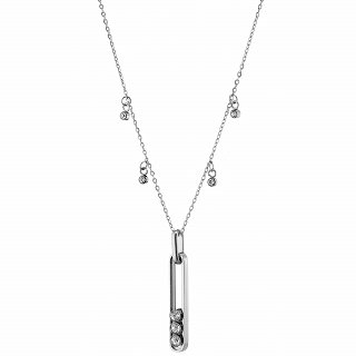 Oxzen ατσάλινο κολιέ μπάρα με ζιργκόν