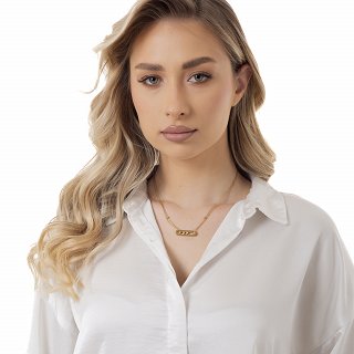 Oxzen ατσάλινο κολιέ μπάρα με ζιργκόν