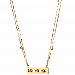 Oxzen ατσάλινο κολιέ μπάρα με ζιργκόν