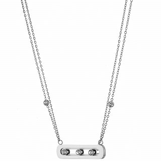 Oxzen ατσάλινο κολιέ μπάρα με ζιργκόν