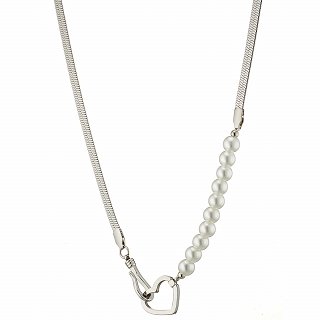 Oxzen ατσάλινο κολιέ με πέρλες