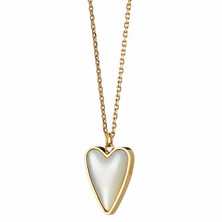 Oxzen ατσάλινο κολιέ με καρδιά οπάλιο