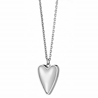 Oxzen ατσάλινο κολιέ με καρδιά οπάλιο