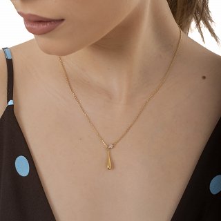 Oxzen ατσάλινο γυναικείο κολιέ με λευκό ζιργκόν