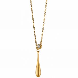 Oxzen ατσάλινο γυναικείο κολιέ με λευκό ζιργκόν