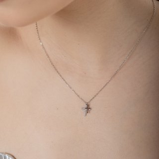 Oxzen ατσάλινο γυναικείο κολιέ διπλός σταυρός