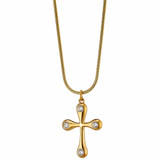 Oxzen ατσάλινο κολιέ σταυρός με ζιργκόν