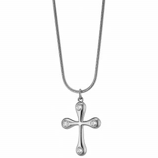 Oxzen ατσάλινο κολιέ σταυρός με ζιργκόν