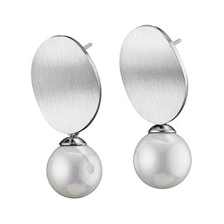 Σκουλαρίκια κρεμαστά ατσάλινα με πέρλα
